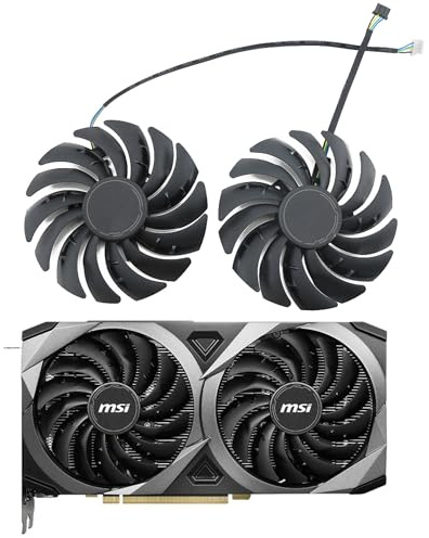 MSI RTX 3060 3060Ti 3070 VENTUS 2X OC GPU Series Replacement Fan for MSI Graphics Cards, Air Cooling, 12V, 4-Pin Graphics Card Cooler, VGA Card Replacement GPU Fan PLD10010S12HH