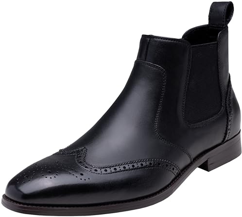 Jousen Chelsea Boots Leather Dress Boots for Men(AMY8188A black 08)