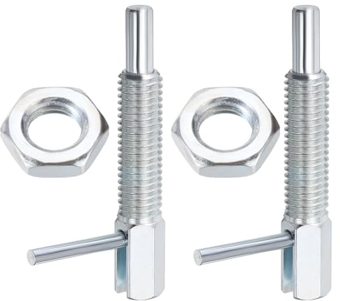 PATIKIL Retractable Indexing Plunger Pin, 2 Pcs M10x1.5 Carbon Steel Spring Safety Pin Spring Loaded Latch Telescopic Locking Pin with L-Handle for Industrial Equipment