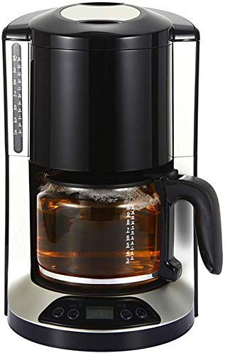 Machine à Café, Machine à Café Filtre Goutte à Café avec Jus de Verre de 1,25 l (10 Tasses), Fonction Minuterie, Protection Contre L'Ébullition, 1000W (Noir), Compatible avec la Cuisinière à Expresso