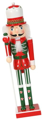 Oxxggkao Estatua tradicional de cascanueces para el hogar, 50 cm, adorno con acento de caramelo con cinta para regalar festivales