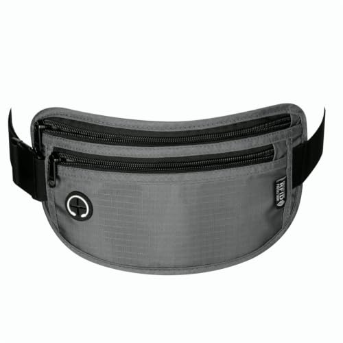 VINATO Theft Protection Banana with RFID, Men's and Women's Waterproof Belt Bag, Ideal for Travel, Sport, Festival, Concealed Wallet, Secure Passport Pouch, Grey