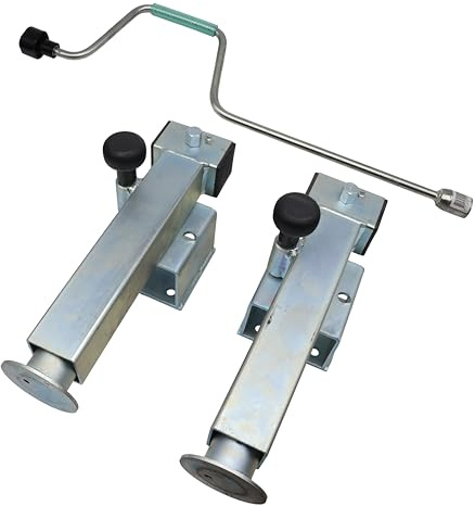 trailer parts4u 2X vridstöd 1300/2600 kg 380 mm konsol 85 mm lyftkåpa roterande stöd vevstöd personbil släpvagn inkl. vev