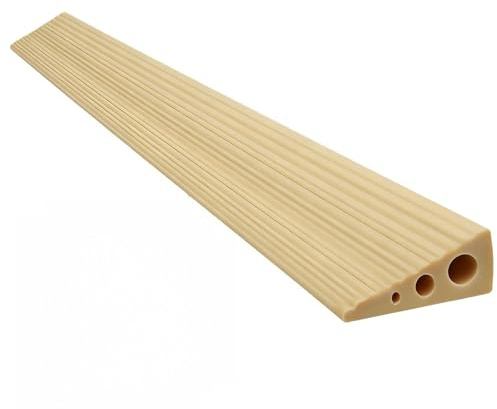 CUTIS Rampa de umbral de puerta, 90 x 8 x 3 cm, para silla de ruedas, de goma maciza, superficie antideslizante, para silla de ruedas, andador, robot aspirador, cochecito (amarillo pálido)