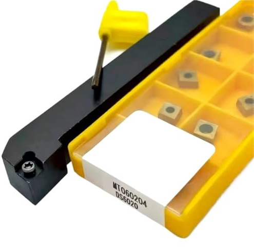 Portautensili per tornitura esterna 10 pezzi Inserti in metallo duro Set di utensili per tornio CNC Utensili Per Tornio(CCGT060204-AK H01,SCLCL L 1010H06)