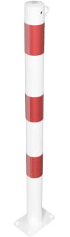 Absperrpfosten mit 1 Öse, 2er-Set, ortsfest, zum Aufdübeln, aus Stahlrohr Ø60 mm, verzinkt und beschichtet, Überflur 900 mm