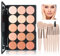 WishesMar Paleta de Corrector Maquillaje 15 Colores Camuflaje Concealer Crema con 9 Piezas Brocha de Maquillaje Adecuado para Uso Profesional y Diario #B