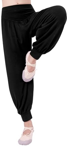 Phoeswan Haremshose für Kinder, lockere, lässige Schwarze Baggy-Jogginghose, Hip-Hop-Tanzhose für Jungen und Mädchen, Schwarz, 9-10 Jahre