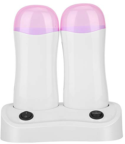 Calentador de Cera Doble, Dispositivo Calentador de Depilación con Cera, Cartuchos Dobles, Cartuchos de Cera, Juego de Depilación, para Cejas, Cara, Axila, Bikini, Pierna en Casa
