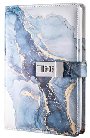 Lock Diary - metal combination Journal with Lock, PU leather Journaling Notebooks with Portable Design | Stylish Kids' Diaries Journals & Notebooks organizing for Children Boys Girls, 8.66x5.91 inches