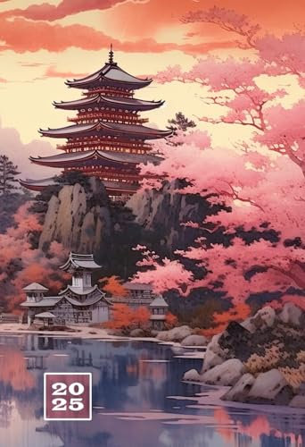2025: A6 Wochentaschenkalender | 1 Woche auf 2 Seiten Terminplaner | Buchkalender im Mini Format | Weekly Planner Kalender | Jahresplaner Kalenderbuch ... | Agenda Planer Klein & Kompakt | Japan Motiv