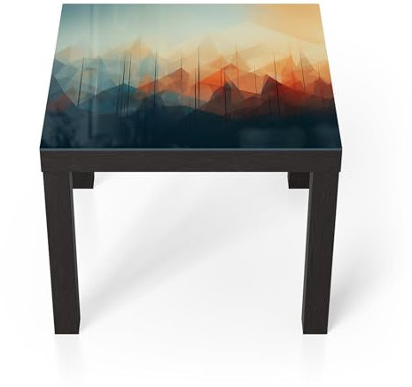 DEQORI Glastisch | schwarz klein 55x55 cm | Motiv Digitale Gebirgsidylle | ausgefallener Beistelltisch aus Glas | Hochglanz Couchtisch fürs Wohnzimmer | moderner Couch Tisch mit Design