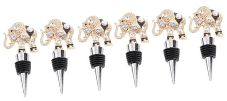 SHOWERORO 6pcs Decorative Alloy Wine Bottle Stoppers Premium Leak Red Wine Corks Elegant Sealer for Parties Birthdays Celebrations Easy to Use Clean