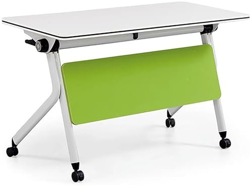 Tragbarer, faltbarer Konferenztisch mit Rollen für Schule, Büro, multifunktionaler Trainingstisch (weiß/grün, 140 x 40 x 76 cm/160 x 40,6 x 76,2 cm)