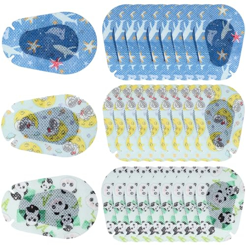 Telooco 30 Pezzi Maschera per Gli Occhi Adesiva per Bambini Bende per Gli Occhi Traspirante Bloccante la Luce Divertente Benda per Gli Occhi dei Cartoni per Bambini con Ambliopia (Stili 2)