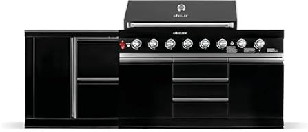 GORILLER® BLACKBACK S5 Outdoor-Küche, XXL-Gasgrill mit Extra-Arbeitsfläche und Stauraum, Edelstahl, Schwarz
