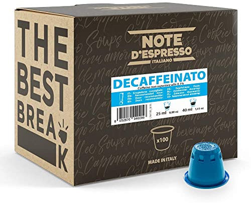 Note d'Espresso - Descafeinado - Cápsulas de Café - Compatibles con Cafeteras NESPRESSO* - 100 caps