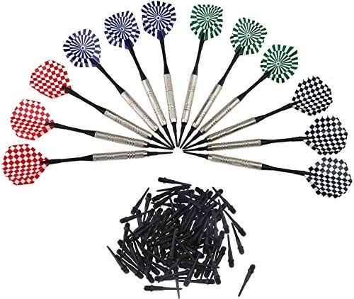 F Säsong 12 stycken dartpilar med plastspets dart flights, 100 extra mjuka dartspetsar