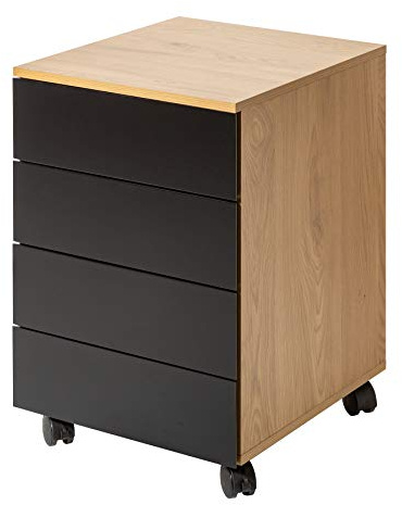Riess Ambiente Rollcontainer Studio - 40cm - schwarz - Holzwerkstoff | Schubladen, hohe Belastbarkeit, pflegeleichte Oberfläche, hochwertige Verarbeitung