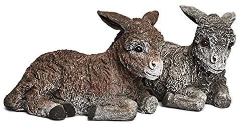 stoneandstyle Steinfigur 2er Set Esel frostfest wetterfest Steinguss