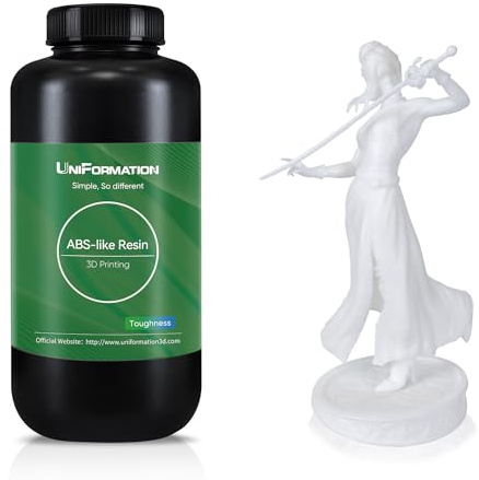UniFormation ABS Like Resin 3D Drucker Resin, Schnelles UV-härtendes 405nm Standard-Photopolymerharz - Hohe Härte und Zähigkeit, geringer Geruch und geringe Schrumpfung geeignet (X22 Weiß, 1000g)