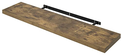 WOLTU Wandregal, Schweberegal, Freischwebendes Regal, Regalbrett Wandboard für Bücher, Bilder, Dekoration 120x23x3,8 cm Vintage Braun RG9315hov