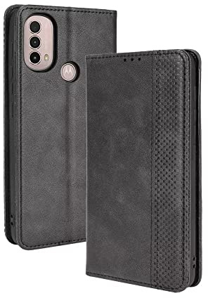 EASSGU Funda para Motorola Moto e20 / Moto e30 / Moto e40 (6.5 Inches) Carcasa con Interruptor Magnético de Cuero PU Flip Folio, [3 Ranuras para Tarjetas] [1 Wallet] Case - Negro