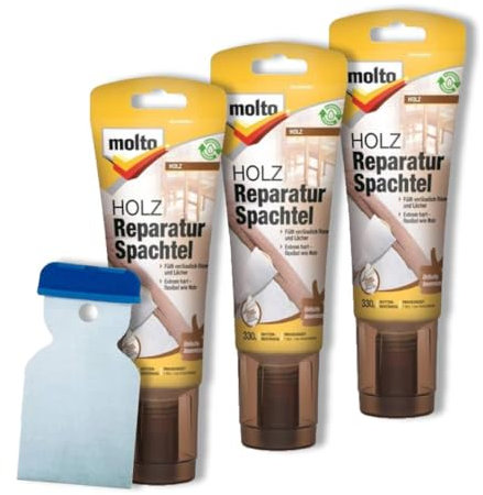 3x Molto Holz-Reparatur-Spachtel mit Metallspachtel