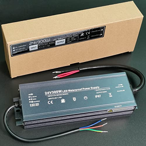 LED Trafo 24V 300W, IP67 Wasserdicht Trafo 230v auf 24v | Alinana Netzteil 300w für LED Streifen Lampen, Transformator 0-12,5A