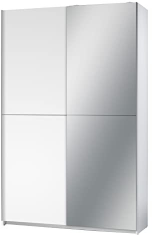 AVANTI TRENDSTORE Armadio con ante scorrevoli in legno laminato, 2 ante, di queste 1 in legno / 1 specchiata. Disponibile in 2 colorazioni diverse. Dimensioni LAP 125x195,5x38 cm