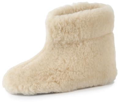 Pullmer Hausschuhe Unisex, Wollhausschuhe Damen, Herren Hüttenschuhe aus Schafwolle, warme Winterhausschuhe (Weiß, 39 EU)