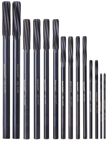 Jerax tools M2 High Speed Steel Premium Chucking Reamer Set, 14 pcs Over and Under Sizes 0.1240'' Thru 0.5010'', Spiral Flute, Enlarge, Smoothing and Finishing Holes
