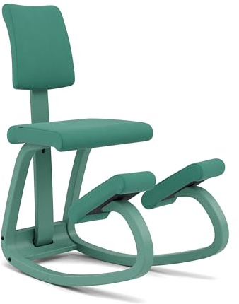 Varier Variable Plus Kniestuhl mit Rückenlehne Monochrom Grotto Grün – Ergonomischer Bürostuhl im Skandinavischen Design, Aktives Sitzen und Komfort – 10 Jahre Garantie