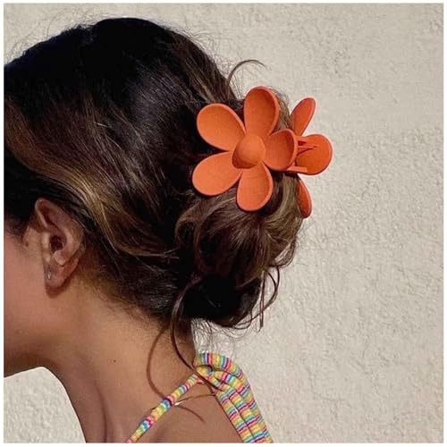 Aneneiceera Vintage Acryl Blume Haar Kralle Clip Neon Gänseblümchen Haar Kiefer Clip Orange Pferdeschwanz Kralle Barrette Minimalistische Floral Haarspange Haarschmuck Für Frauen (orange)