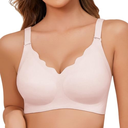 CMTOP BH Damen V-Ausschnitt Push Up Nahtlos Ohne Bügel Softschalen Bustier High Elastizität Gepolstert Bralette Mit Zusätzlicher Verlängerung für Alltagsleben, Schlaf