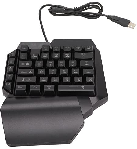 Mtlavishness One Handed Gaming Keyboard Luminous Ergonomic USB Mechanical Keyboard for Gaming Enthusiasts