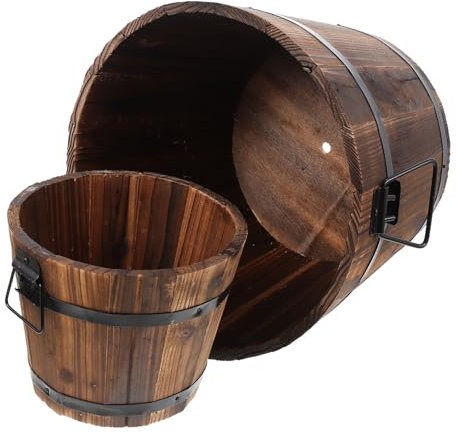 BESPORTBLE Rundes Blumentopf-Set Aus Holz Vintage- 2 Stück für Sukkulenten-blumentopf