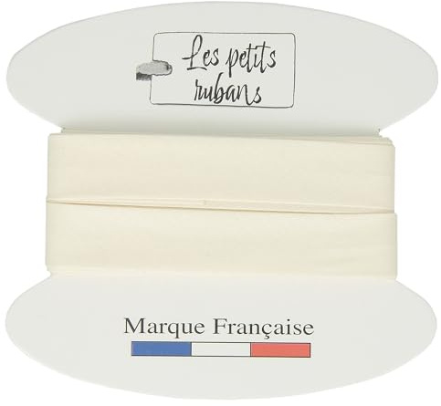 Les Petits Rubans Schrägband aus 100% Baumwolle – 20 mm breit, 5 Meter lang – Einfassung zum Nähen, Polstern, Kleidung, Decken – Ecru