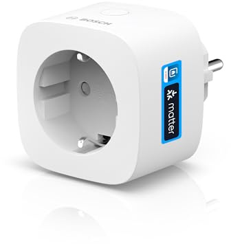 Bosch Smart Home presa intelligente compatta [+M], presa Wifi smart, app controllabile con funzione di risparmio energetico, uso flessibile in sistemi Bosch Smart Home o Matter di altri produttori