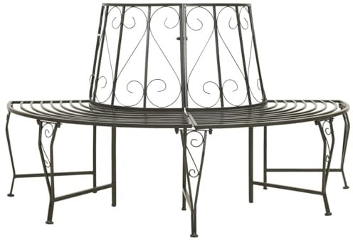 Xichuzi Garten-Baumbank, Gartenbänke, Sitzbank Outdoor, Parkbank, Garten Bank Für Draussen, Outdoor Deko Wetterfest, Halbrund 160 cm Stahl