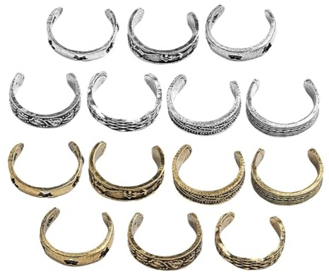 Holibanna 14stücke Zehenringe Geschnitzte Hohle Zehenringe Kleine Metall Für Damen Gold Silber