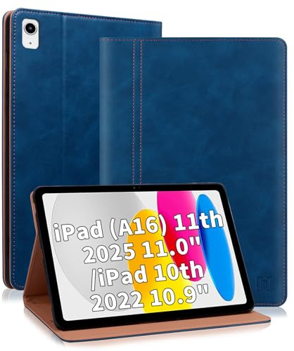 Cicili Fodral för iPad A16 11. Generation 2025/iPad 10. Generation 10,9 tum 2022 med pennhållare PU-läder skyddsfodral med stativ, blå