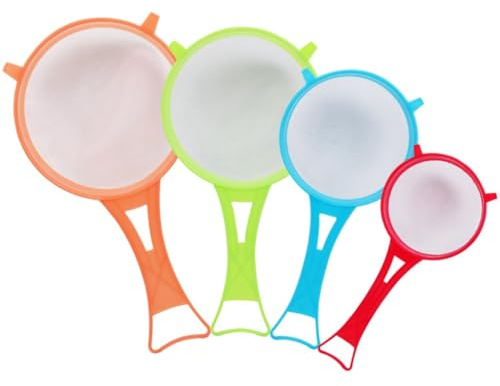 4 Pcs Flour Sifter with Long Handle,Plastic Sieve Fine Mesh Strainer,for Fruit and Vegetables