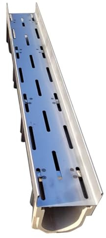 KPHYMOD Scolo Acqua Piovana Kit di Drenaggio A Trincea con Griglia Decorativa per Esterni in Ciottoli, Sistema di Canali di Drenaggio A Trincea Nascosti per Esterni per Giardini(100x25x15cm)