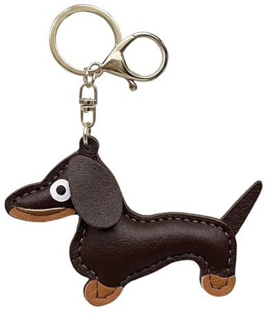 Schlüsselanhänger Dackel, Leder Dackel Anhänger, Süße Welpe Hundetasche Anhänger, Schlüsselring, Glücksbringer, Geschenke für Lieblingsmensch, für Weihnachten, Geburtstag, Schlüsselring