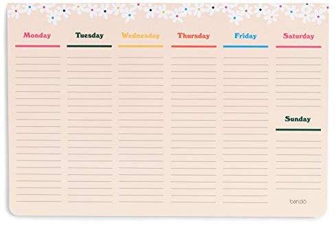 ban.do Weekly Planner Notepad, Desk Planner/Calendar Pad with 52 Sheets, Undated Weekly Desktop Calendar/Agenda (Pink/Green)