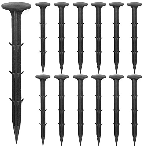 Aoipend 160 Pack Plastic Garden Lawn Stakes 6 inch Heavy Duty Landscape Anchors Spikes Rustproof Nail for Ground Lawn Edging, Weed Fabric, Tarp, Artificial Turf, Camping Tent
