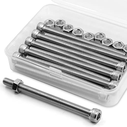 M6 x 100mm Kit di Viti Bulloni a Brugola e Dadi in Acciaio Inox 304,Vite a testa cilindrica con esagono incassato (Bullone 10pz, Dadi 10pz)