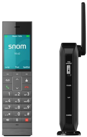 Snom HM201 DECT Schnurlos Hospitality Telefon mit Antibakteriellem Gehäuse, Farbdisplay, Beleuchteter Tastatur, PoEs, Bis 4 Handgeräte, DSGVO-konform, Kein Repeater Notwendig