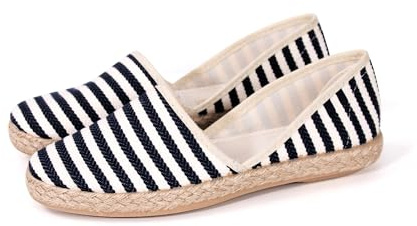 JOMIX Espadrillas Donna Estive Scarpe Comode in Tela Traspirante Senza Lacci Slip On Leggere per Mare e Tempo Libero ES2031 Nero 39